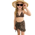 thumbnail image 1 of lnmuld Girls & Teens 3 Piece Leopard Print Bikini Swimwear Set, Ruffle Top High Waist Bottom Size:8-9 Years, 1 of 9