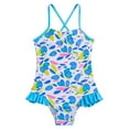 thumbnail image 1 of lnmuld Girls Toddler Baby Ruffle Trim One Piece Swimsuit Spring Summer Beach Swimwear Size:3-4 Years, 1 of 9