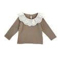thumbnail image 1 of lnmuld Girls Tops Girls Ribbed Lace Trim Layering Tee Stretch Long Sleeve Shirt Comfortable Soft Basic Top for Toddler and Fashion Outfit Everyday Wear Size:4-5 Years, 1 of 9