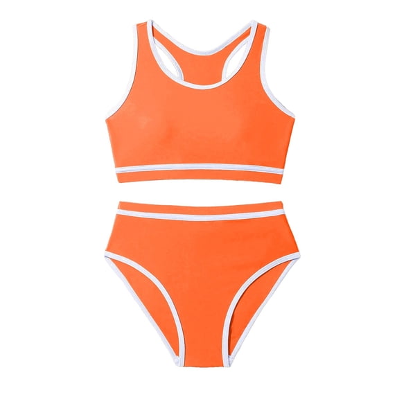 lnmuld Girls' Two Piece High Waisted Bikini Set Swimwear UPF 50+ Beach Pool Summer Size:L