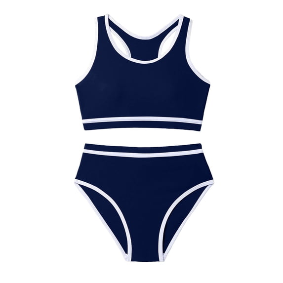 lnmuld Girls' Two Piece High Waisted Bikini Set Swimwear UPF 50+ Beach Pool Summer Size:XXL
