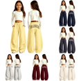 thumbnail image 1 of lnmuld Girls Wide Leg Sweatpants with Los Angeles Graphic and Pockets Yellow,10-11 Years, 1 of 5