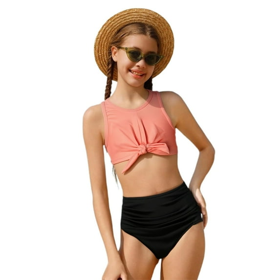lnmuld Girls Youth Teen Fashionable 2 Piece Bikini - Beach Sport Swimwear Color:Pink,Size:13-14 Years