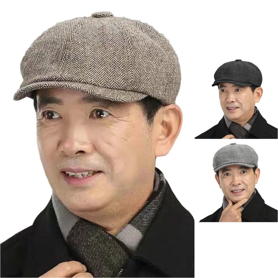 lnmuld Herringbone Newsboy Cap Panel Baker Boy Hat for Men Size:One Size