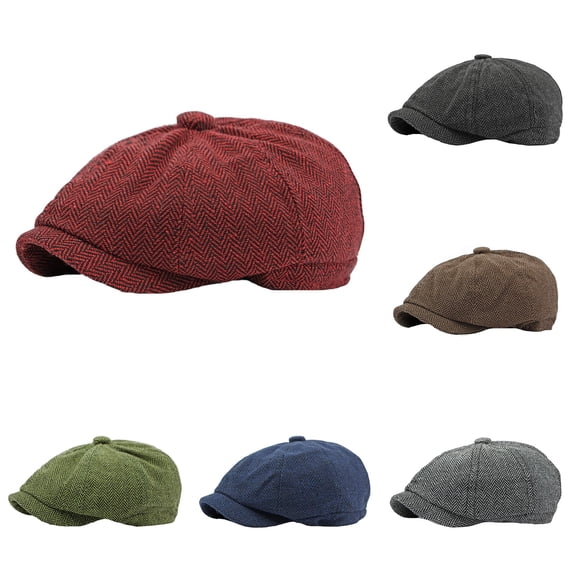 lnmuld Herringbone Newsboy Cap Panel Baker Boy Hat for Men Size:one size