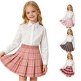 thumbnail image 1 of lnmuld High Waist Plaid Pleated School Uniform Skirt Casual A Line Skirt Pink,5-6 Years, 1 of 4