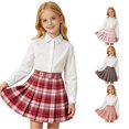 thumbnail image 1 of lnmuld High Waist Plaid Pleated School Uniform Skirt Casual A Line Skirt Watermelon Red,5-6 Years, 1 of 4