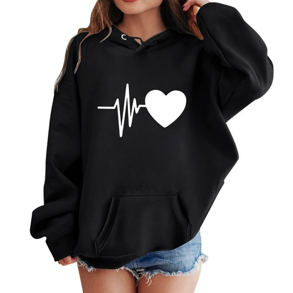 lnmuld Hoodies for Teens Girls Fashion Casual Printed Long Sleeve Hoodie Top Soft Solid Color Comfortable Pullover Sweatshirt for Kids Youth Stylish Outerwear,Girls Hoodies Size:9-10 Years