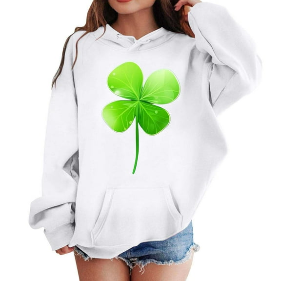 lnmuld Hoodies for Teens Solid Color Girl's and Boy's St Patricks Day Hoodie Long Sleeve Soft Sweatshirt Graphic Hoody Kids Cute Pullovers Top Clothes Size:4-5 Years