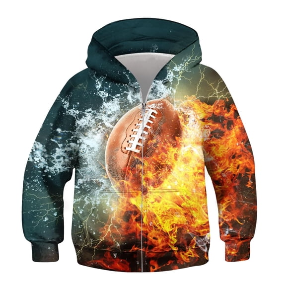 lnmuld Hoodies for Teen Boys Zip Up Hooded Pullover Jacket with Pocket Soft Comfort Athletic Casual Outerwear for Youth Children Size:5-6 Years