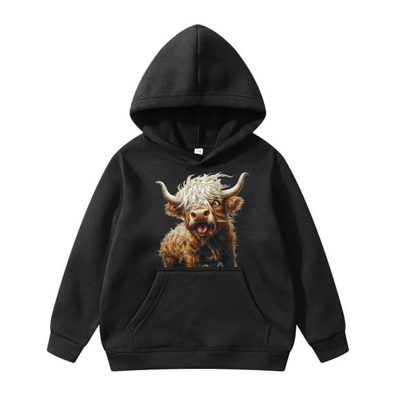 lnmuld Hoodies for Teens Solid Color Cattle Long Sleeved Hoodie for Size:6-8Years