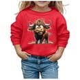 thumbnail image 1 of lnmuld Hoodies for Teens Solid Color Girls' Autumn and Winter Cute Cow Print Round Neck Long Sleeve Casual Hoodless Sweatshirt Size:11-12 Years, 1 of 4