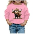 thumbnail image 1 of lnmuld Hoodies for Teens Solid Color Girls' Autumn and Winter Cute Cow Print Round Neck Long Sleeve Casual Hoodless Sweatshirt Size:3-4 Years, 1 of 4
