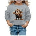 thumbnail image 1 of lnmuld Hoodies for Teens Solid Color Girls' Autumn and Winter Cute Cow Print Round Neck Long Sleeve Casual Hoodless Sweatshirt Size:5-6 Years, 1 of 4