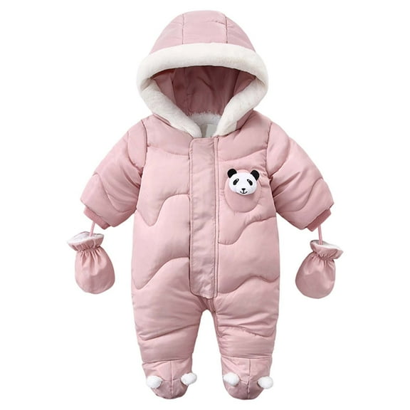 lnmuld Insulated Winter Baby Romper for Girls Cozy All Day Soft Protective Outdoor Snowsuit Size:9-12 Months