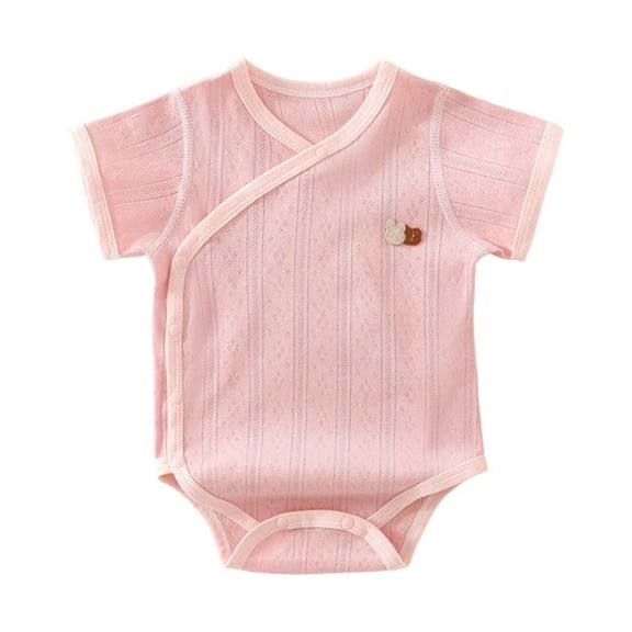 lnmuld Jacquard Short Sleeve Baby Triangle Coat Bodysuit for Crawling Summer Wear Size:0-1Months