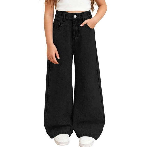 lnmuld Jeans for Girls High Waist Flared Jeans for Teen Girls Comfortable Stretch Denim Wide Leg Trousers Casual Everyday Youth Fashion Bottom Size:13-14 Years