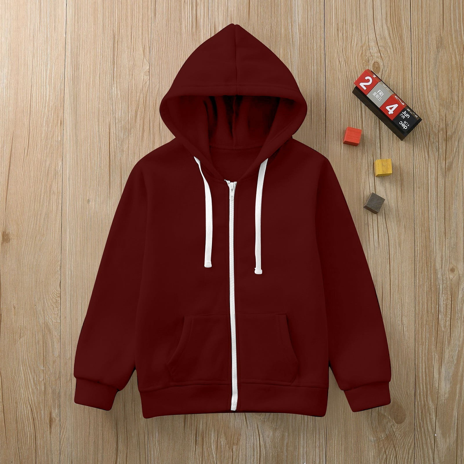 Kids Hooded Asymmetric Zip Sweater