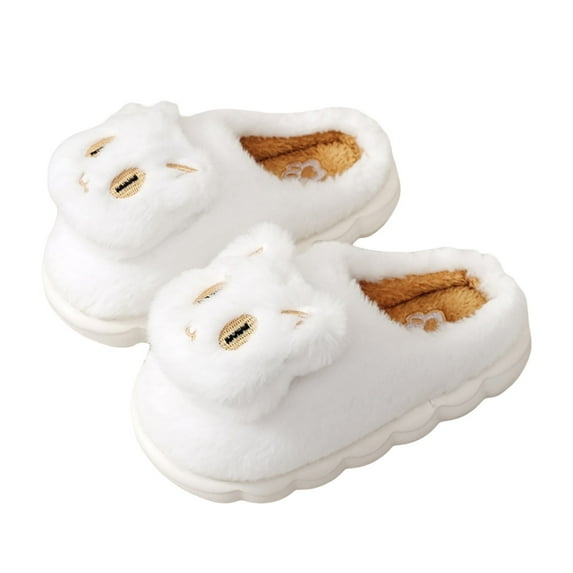 lnmuld Kid Slippers Girls Animal Slippers Winter Warm Lined Soft Sole Indoor Outdoor Cozy Comfortable Cartoon Cat Design Toddler Kids Footwear Cute Slippers Size:12