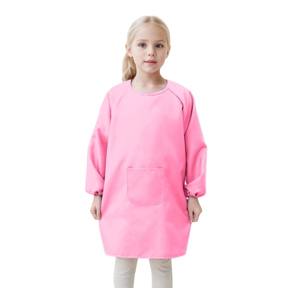 lnmuld Cute Tops Long Sleeve Artist Apron Smock for Kids Painting with Convenient Pocket Size:2-4 Years