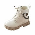 thumbnail image 1 of lnmuld Kids Boots Classic British Style Winter Warm Kids Comfortable Soft Sole Ankle Booties for Girls Everyday Wear Size:6-7 Years, 1 of 7
