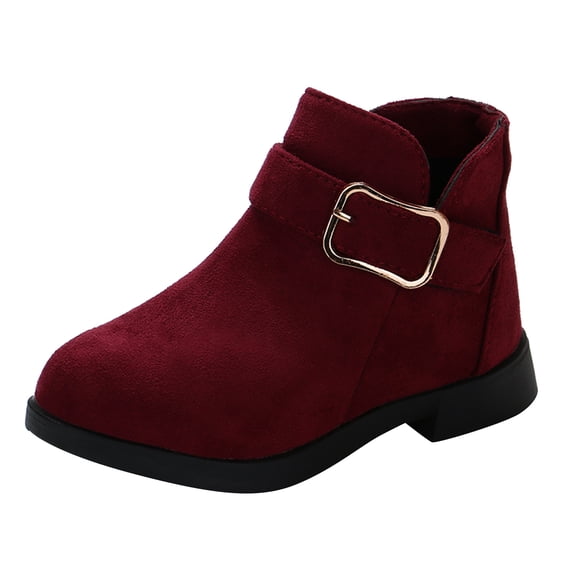 lnmuld Kids Boots Girls Shoes Fashion Solid Color Short Boots Non Breathable Women Boots Size:6-7 Years