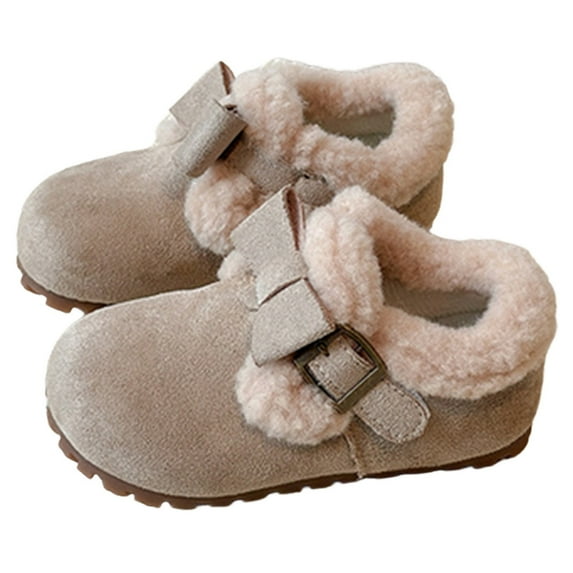 lnmuld Kids Boots Girls Winter Ankle Booties with Decorative Bow Warm Lined Non- Sole Cute Footwear for Toddler Kids Outdoor Play Size:2-2.5 Years