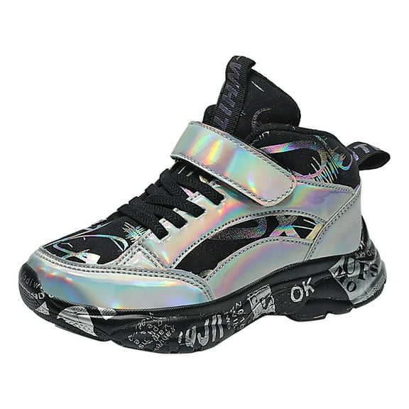 lnmuld Kids Boots Girls Winter High Top Thickened Warm Leather Shiny Fashionable Snow Boots Non Water Proof Girls and Boys Little Kid and Big Kid Children Cotton Shoes Size:5