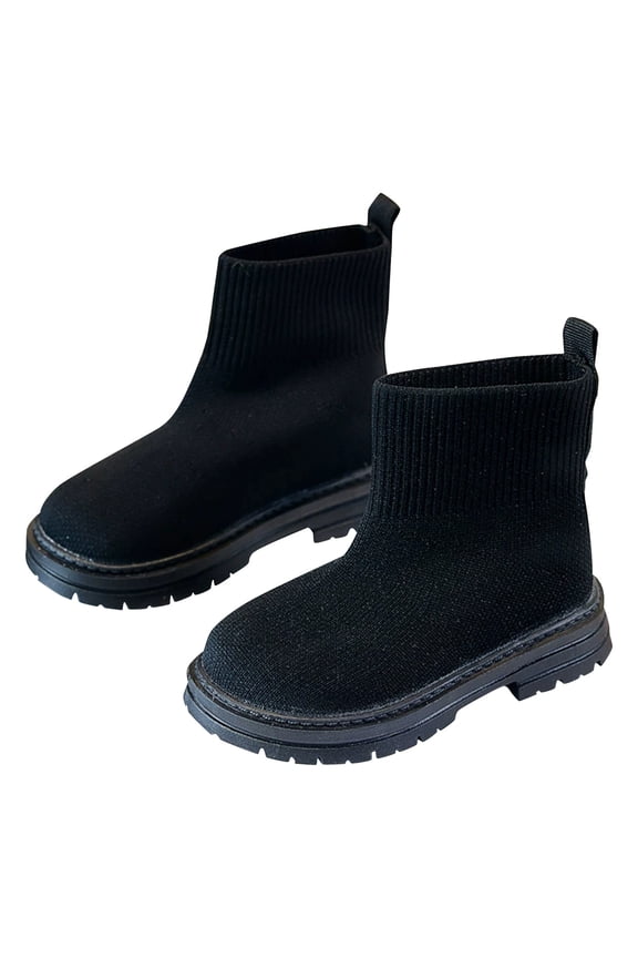 Kids Boots Stretch Knit Ankle Boots for Girls Cozy Winter Casual Booties Comfortable Elastic Design Youth Kids Footwear Toddler Everyday Wear Size:5-5.5 Years