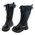 thumbnail image 1 of lnmuld Kids Boots Stylish Girls Ankle Boots with Decorative Lace Trim Cozy for Cold Weather Comfortable Everyday Wear Durable Sole Design Youth Footwear Ideal Winter Season Size:4-4.5 Years, 1 of 8