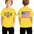 thumbnail image 1 of lnmuld Kids Boys Girls Summer Casual Short Sleeve T-Shirt Patriotic Print Tee for 4th of July Independence Day Daily Wear Outdoor Activities Color:Yellow,Size:10-11 Years, 1 of 4