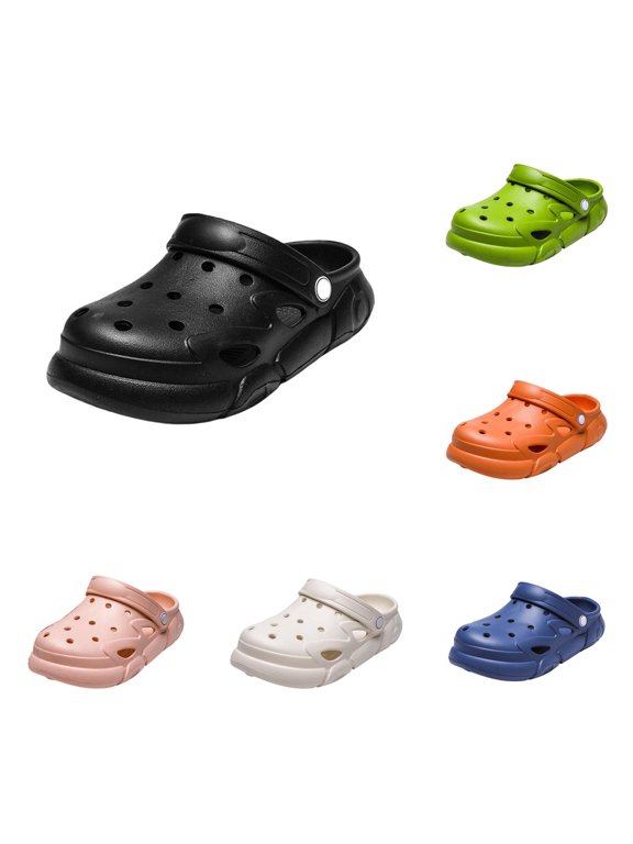lnmuld Kids Clogs Toddler Little Kid Water Shoes Boys Girls Breathable Non- Solid Beach Pool Slippers 9-9.5 Years,Black