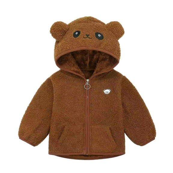 lnmuld Kids Coats Adorable Bear Ears Hooded Jacket for Toddler Boys Winter Warm Zippered Outerwear Coats Solid Color Size:4-5 Years