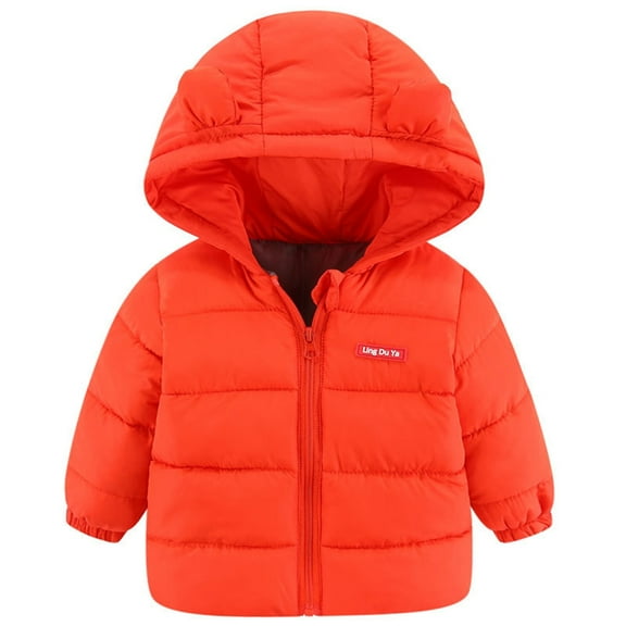 lnmuld Kids Coats Adorable Bear Ears Hooded Padded Jacket for Toddler Boys Girls Winter Outdoor Warmth Solid Color Size:3-4 Years