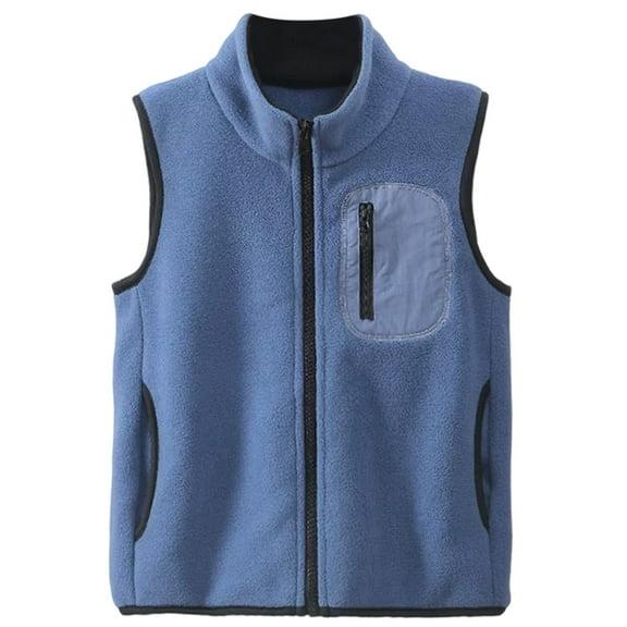 lnmuld Kids Coats Boys Warm Winter Vest Padded Sleeveless Zipper Jacket for Outdoor Activities Children Youth Insulated Layer Solid Color Size:7-8 Years