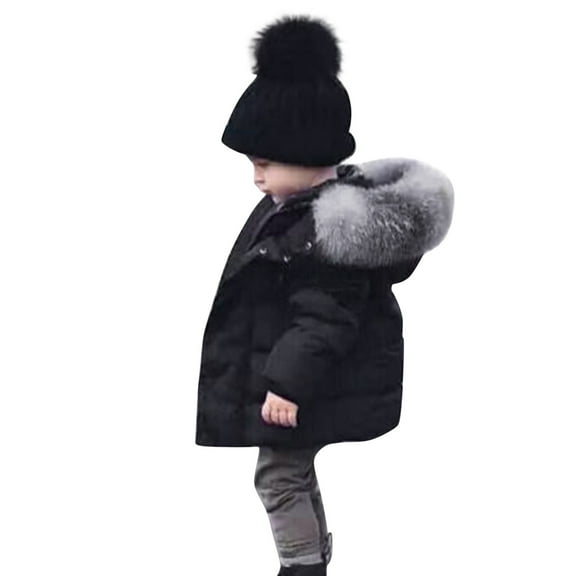 lnmuld Kids Coats Boys Winter Hooded Down Jacket Windproof Thickened Outerwear Snowsuit for Toddler Kids Solid Color Size:5-6 Years