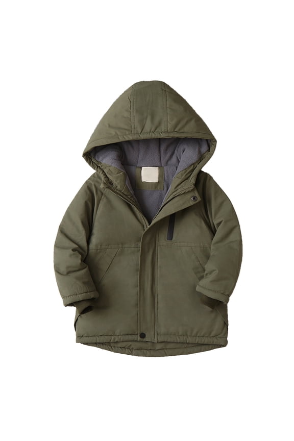 Kids Coats Boys Winter Hooded Jacket Thickened Windproof Warm Outerwear Coats for Toddlers and Kids Solid Color Size:3-4 Years