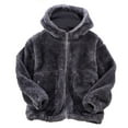 thumbnail image 1 of lnmuld Kids Coats Boys Winter Hooded Jacket with Long Sleeve Zippered Design for Thickened Warm Outwear Solid Color Size:13-14 Years, 1 of 4