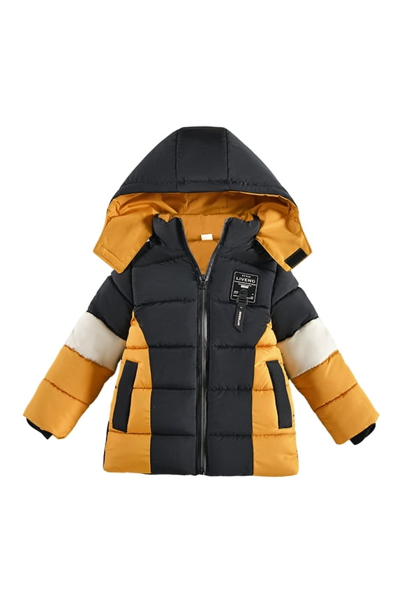 Kids Coats Boys Winter Jacket with Hood Windproof Zipper Outerwear for Toddler Kids Warm Thick Coats Solid Color Size:3-4 Years