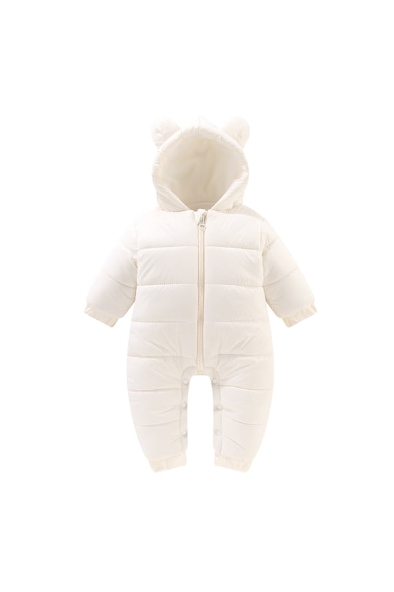 Kids Coats Boys Winter Warm Hooded Down Coat Jacket with Bear Ears Soft Padded Outwear for Outdoor Cold Weather Solid Color Size:3-6 Months