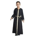 thumbnail image 1 of lnmuld Kids Coats Elegant Arabic Kaftan Robe National Traditional Embroidered Attire for Teenage Girls Long Sleeve Dress Set Solid Color Size:5-6 Years, 1 of 9