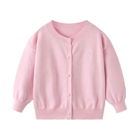 lnmuld Kids Coats Girls Floral Embroidery Heart Knitted Cardigan Sweater Coat Cute Soft Warm Outerwear for Baby Toddler and Kids Solid Color Size:2-3 Years