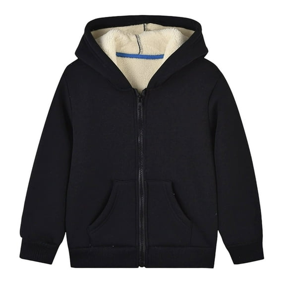 lnmuld Kids Coats Kids Winter Pullover Hooded Coat Soft Thick Lamb Wool Outerwear for Boys Girls All Day Comfort Solid Color Size:3-4 Years