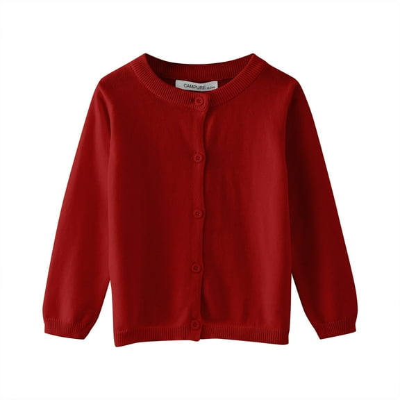 lnmuld Kids Coats Stylish Girls Knit Sweater Coat Soft Round Neck Long Sleeve Pullover Outerwear for Fall and Winter Solid Color Size:4-5 Years