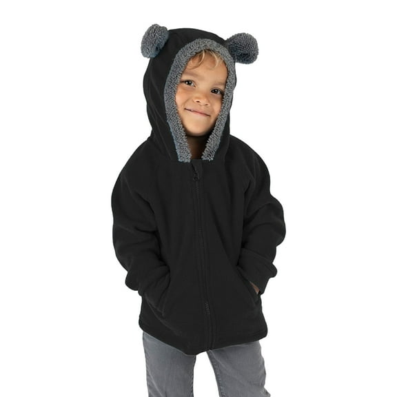 lnmuld Kids Coats Toddler Boys Jacket with Bear Ears Hood Winter Warm Zip Up Outerwear Coats for Kids Solid Color Size:12-18 Months