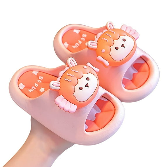 lnmuld Kids Cute 3D Bear Fish Slides Non Slip Open Toe Summer Slippers for Toddlers Boys Girls Size:3-4 Years