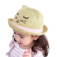 thumbnail image 1 of lnmuld Kids Cute Cat Ear Straw Sun Hat UPF 50+ Breathable Beach Hat for Toddlers Girls Size:2-3 Years, 1 of 8