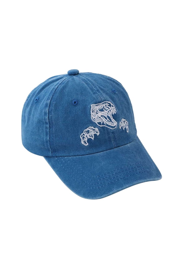 Kids Dinosaur Adjustable Washed Baseball Cap Embroidered Pattern Lightweight Comfortable Outdoor Casual Size:2-8 Years