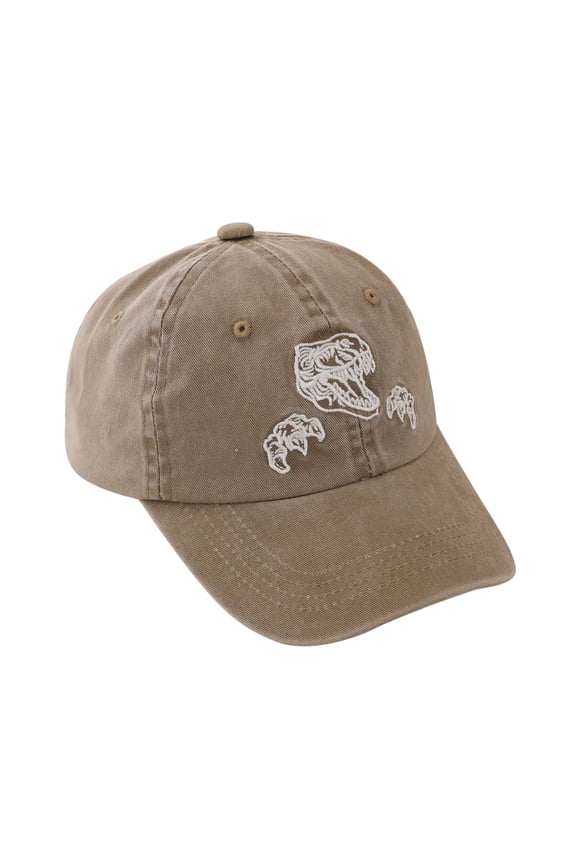 Kids Dinosaur Adjustable Washed Baseball Cap Embroidered Pattern Lightweight Comfortable Outdoor Casual Size:2-8 Years