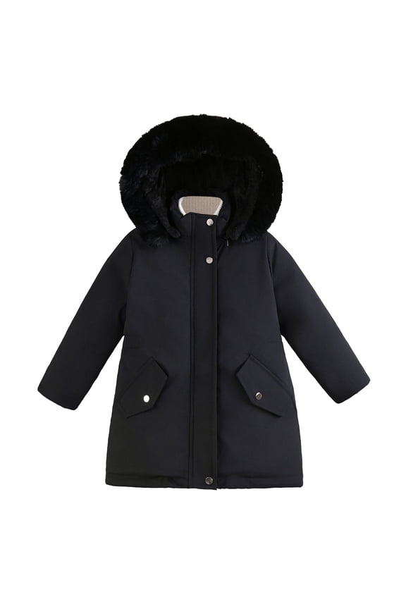 Kids Down Jacket Girl Winter Coats Heavyweight Hooded Jacket Kid Snow Outwear Solid Color Size:7-8 Years